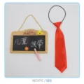 Kids red satin necktie with elastic band, cute children accessory for boys and girls daily wear detail. - NECKTIE/003
