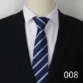 Men business formal suit tie classic navy blue diagonal striped necktie for office wear - Blue A008
