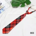 Cravatta a quadri rossi per divisa scolastica, cerniera facile, accessorio di modo casual. - Colore 003