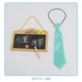 Kids blue polyester elastic necktie detail view, stylish and cute accessory for children. - Necktie/006
