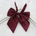 Dark red plaid JK uniform bow tie, cute student sailor school tie accessory for girls detail - Burgundy