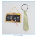Close-up detail of the light green children tie featuring elastic band and smooth satin fabric. - Necktie/007