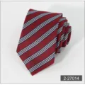 Classic men's business striped tie in elegant red with white blue details for formal office wear. - 14