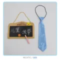Detailed view of children blue satin necktie with elastic band for cute baby wear - Necktie/009