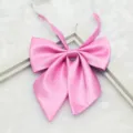 Pink JK uniform bow tie, Japanese style schoolgirl collar ribbon accessory, cute student neckwear. - Pink