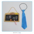 Blue children tie with elastic band, cute silk necktie for boys and girls daily wear. - Necktie/011