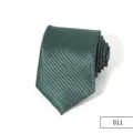 Detailed close-up view of the dark green striped business necktie highlighting fabric texture. - Dark Green