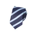 Men's Classic Dark Blue Necktie with Light Blue Diagonal Stripes Business Formal Accessory - 19