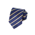 Classic blue men's tie with yellow stripes, ideal for business wear and wedding details. - Color 014