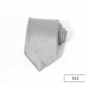 Closeup view of the silver grey striped necktie detail, elegant men formal business tie. - Silver Gray