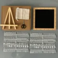 Filz Buchstabentafel Set mit Holzrahmen Staffelei Symbolen und Tasche fur Heimdeko - Schwarze LED