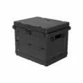 Black foldable outdoor storage box with side opening, multi-functional trunk organizer crate. - Black
