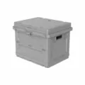 Foldable outdoor camping storage box with side opening, multi-functional trunk organizer. - Gray