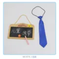 Kids blue satin necktie detail view, featuring elastic band design for easy wearing. - NECKTIE/018