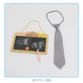 Detailed view of grey kids necktie with elastic band, soft fabric close-up display - NECKTIE/020