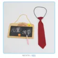 Kids red elastic necktie detail, cute children formal wear accessory, smooth polyester tie. - NECKTIE/021