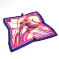 Foulard quadrato in seta geometrico colorato da 60cm per donna, design astratto elegante. - Colore 002