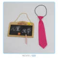Pink children's necktie detail view, featuring elastic band and smooth polyester fabric. - NECKTIE/029
