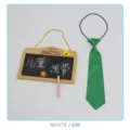 Green children necktie with elastic band, cute and stylish silk tie for kids daily wear. - Necktie/030