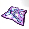 Elegant 60cm silk square scarf featuring vibrant abstract geometric colorblock patterns for women. - Color 006