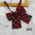 Details of the red plaid JK bow tie, Japanese style school uniform accessory for women and girls. - 045