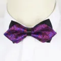 Men's stylish purple jacquard pattern bow tie variant with elegant black double layer. - A017