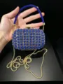 Blau Strass Abendtasche Kette Umhängetasche Elegante Party Handtasche Damen Clutch - Blau