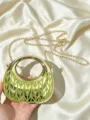 Goldene Sichel Handtasche mit gruenem Glitzer und Kette fuer Damen modisches Design - Grün