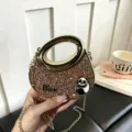 Strass Panda Handtasche Metall Griff Glitzer Umhaengetasche Damen Abendtasche Neu - Orange