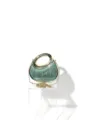 Schicke grüne Glitzer Abendtasche mit goldenem runden Griff und Kette für elegante Damen. - Seeblau