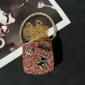Glitzernde Strass Acryl Abendtasche Detail, luxuriöse Handtasche mit Kette für Damen. - Rot (A091)