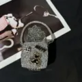 Mini Strass Acryl Abendtasche mit Kette Mode Designer Luxus Damen Umhängetasche - Silber (A091)