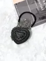 Mini Kristall Herz Abendtasche mit Metallkettenriemen und Strassverzierung fuer Damen. - Herz Strass Stil (A153) / Schwarz