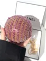Borsa da sera rotonda scintillante in strass con cristalli rosa e oro per donna. - Stile da Sera Sferico (A146) / Rosa