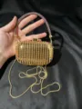 Goldene Strass-Clutch Tasche mit Griff und Kette, elegante Abend-Minaudiere Handtasche. - Rosa (A199)