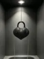Borsa a tracolla cuore strass nera mini borsa da sera elegante da donna chic - Nero