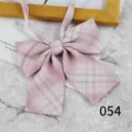 Pink plaid JK uniform bow tie, cute Japanese style ribbon necktie for daily wear and cosplay. - Color 054