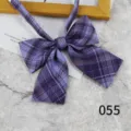 Purple plaid JK uniform bow tie necktie, elegant school style collar accessory. - Color 055