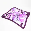 Purple geometric paisley silk square scarf, 60cm stylish elegant women variant headscarf. - 012