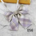 Women's JK uniform plaid bow tie sweet school style purple tartan neckwear accessory detail - Color 056