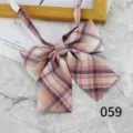 Japanese JK school uniform plaid bow tie, stylish pink and brown fabric bow for women. - Color 059