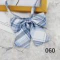 Close-up of blue plaid JK bow tie detail, sweet Japanese school style ribbon accessory. - Color 060