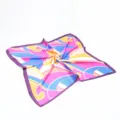 Colorful geometric swirl silk scarf for women, elegant retro square head scarf for daily wear. - Color 014