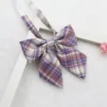 Japanese JK uniform plaid bow tie, sharp corner sailor collar ribbon, sweet school style accessory. - Color 005