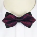 Men's double-layer fashion bow tie featuring classic red and blue paisley pattern for formal events. - A013