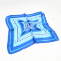 Blue white geometric silk square scarf, elegant fashion women small neckerchief for daily wear. - Color 016