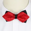Men's red and black double layer patterned bow tie for business wedding formal wear accessory - a004