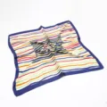 Colorful striped silk square scarf for women, elegant 60cm neck scarf accessory. - 017