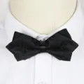 Men black patterned bow tie, classic formal wedding business accessory style variant. - a003