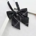 Dark grey plaid JK uniform bow tie, cute sailor suit necktie for school style outfits. - Color 010